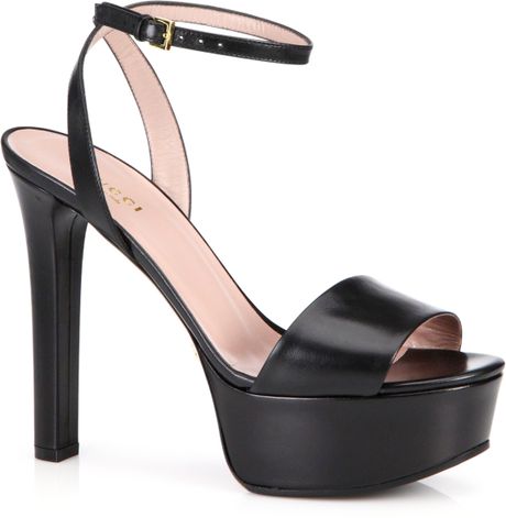 Gucci Leather Platform Open-toe Sandals in Black | Lyst