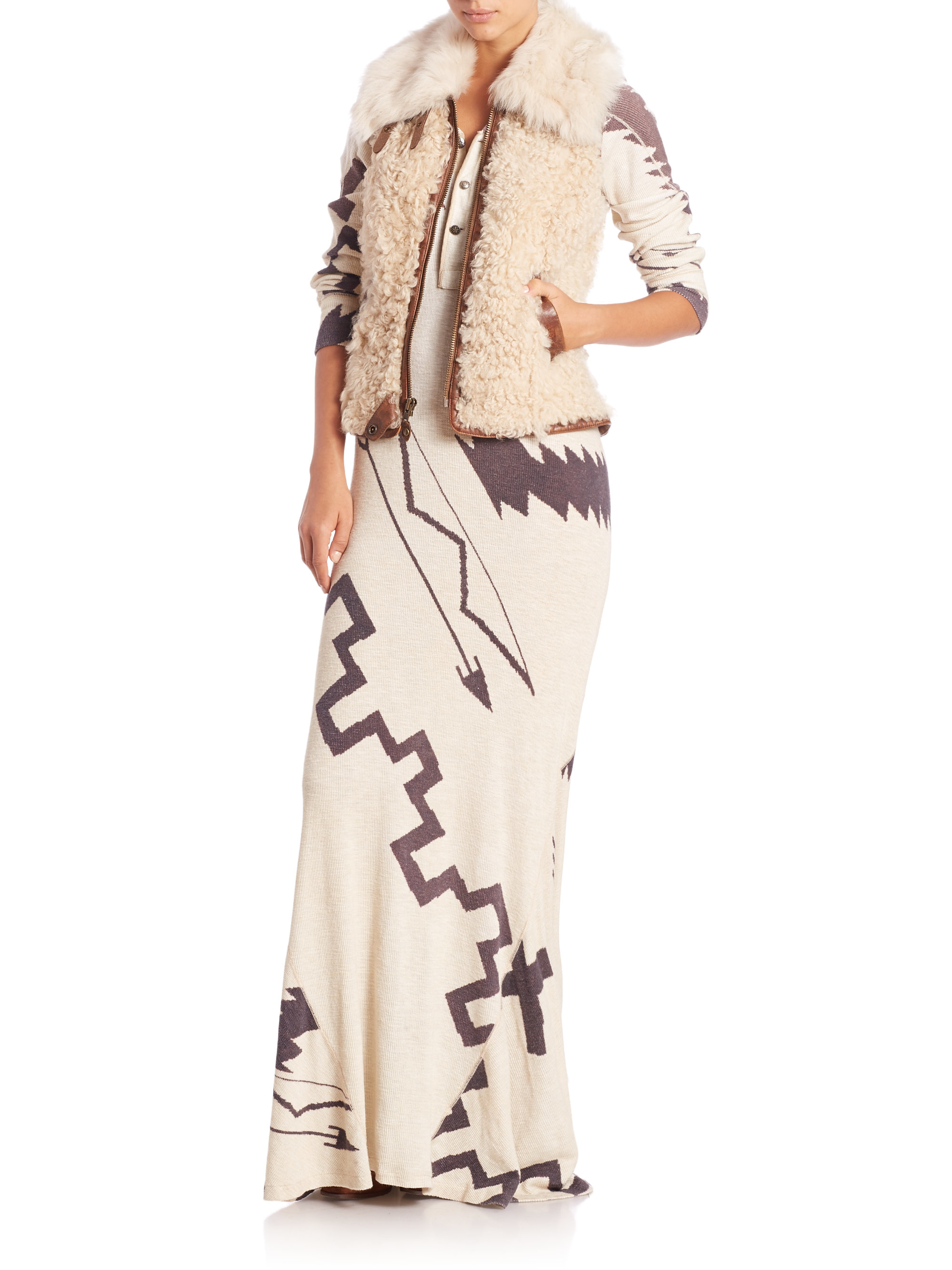 Polo ralph lauren Shearling Leathertrimmed Vest in Natural Lyst