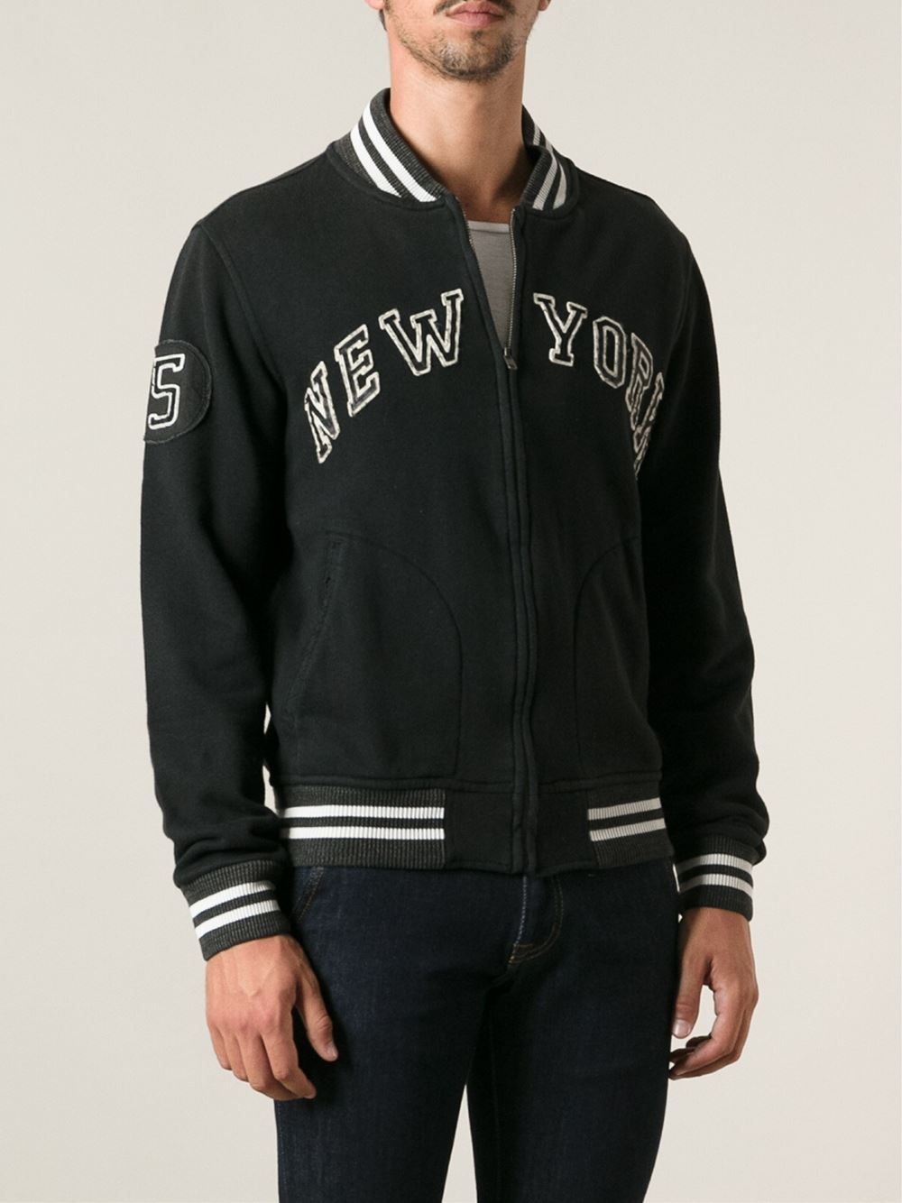 Polo Ralph Lauren 'New York' Varsity Jacket in Black for Men Lyst