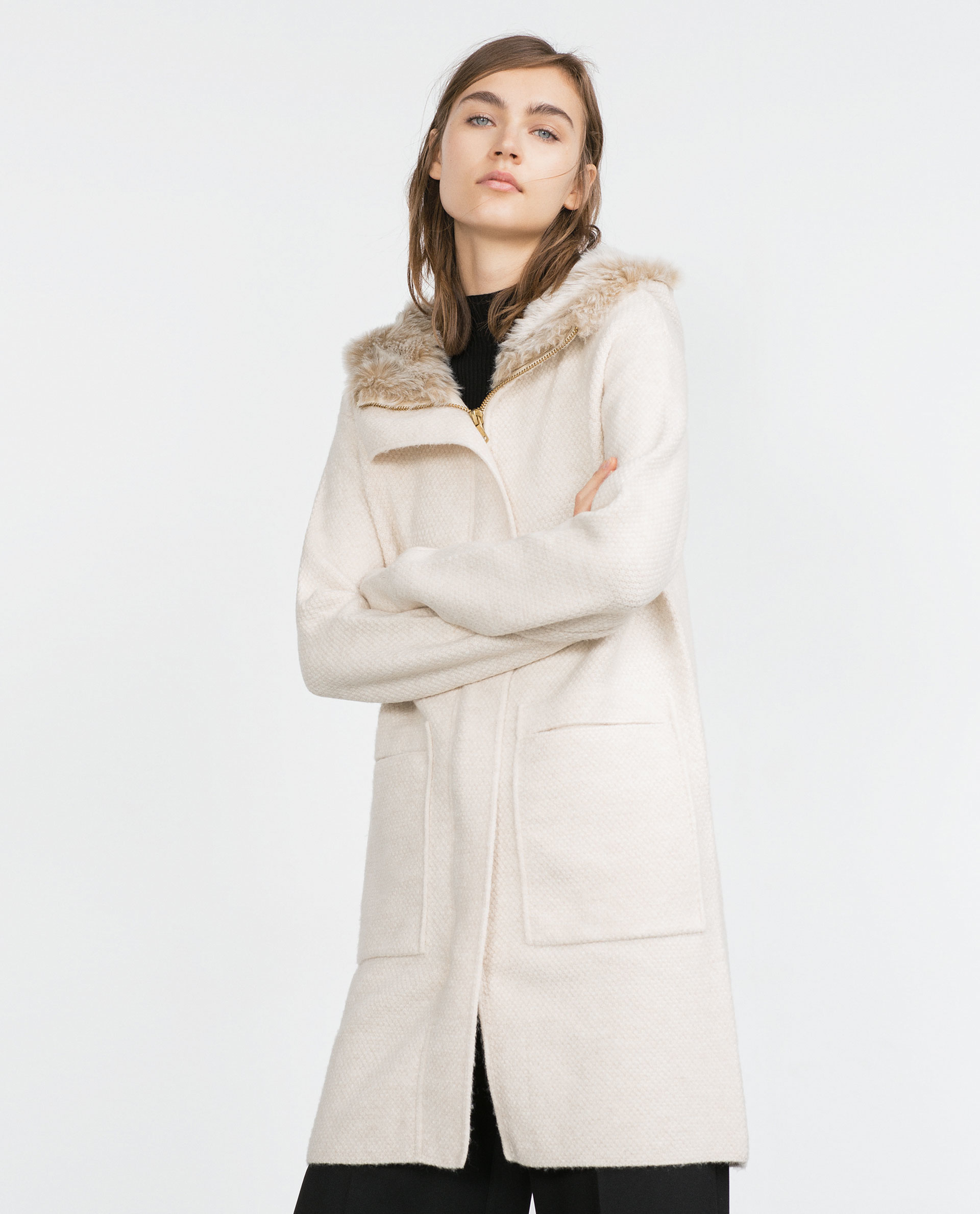 Short Faux Fur Coat Zara Tradingbasis Faux Fur Collar Biker Jacket Jackets Woman Zara United States