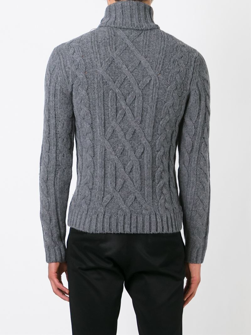 Woolrich Cable Knit Turtleneck Sweater in Grey (Gray) for Men - Lyst