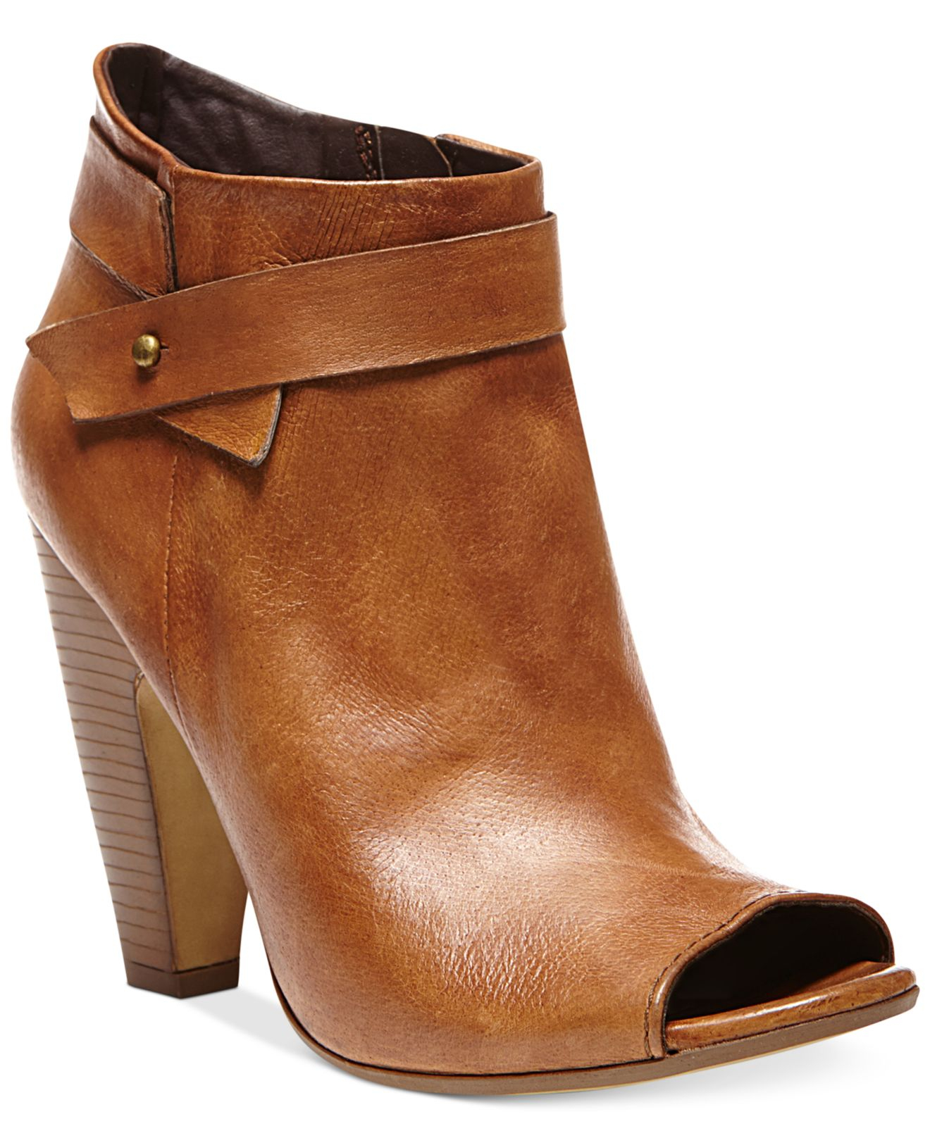 Steve Madden Nevo Peep Toe Booties in Cognac (Brown) - Lyst