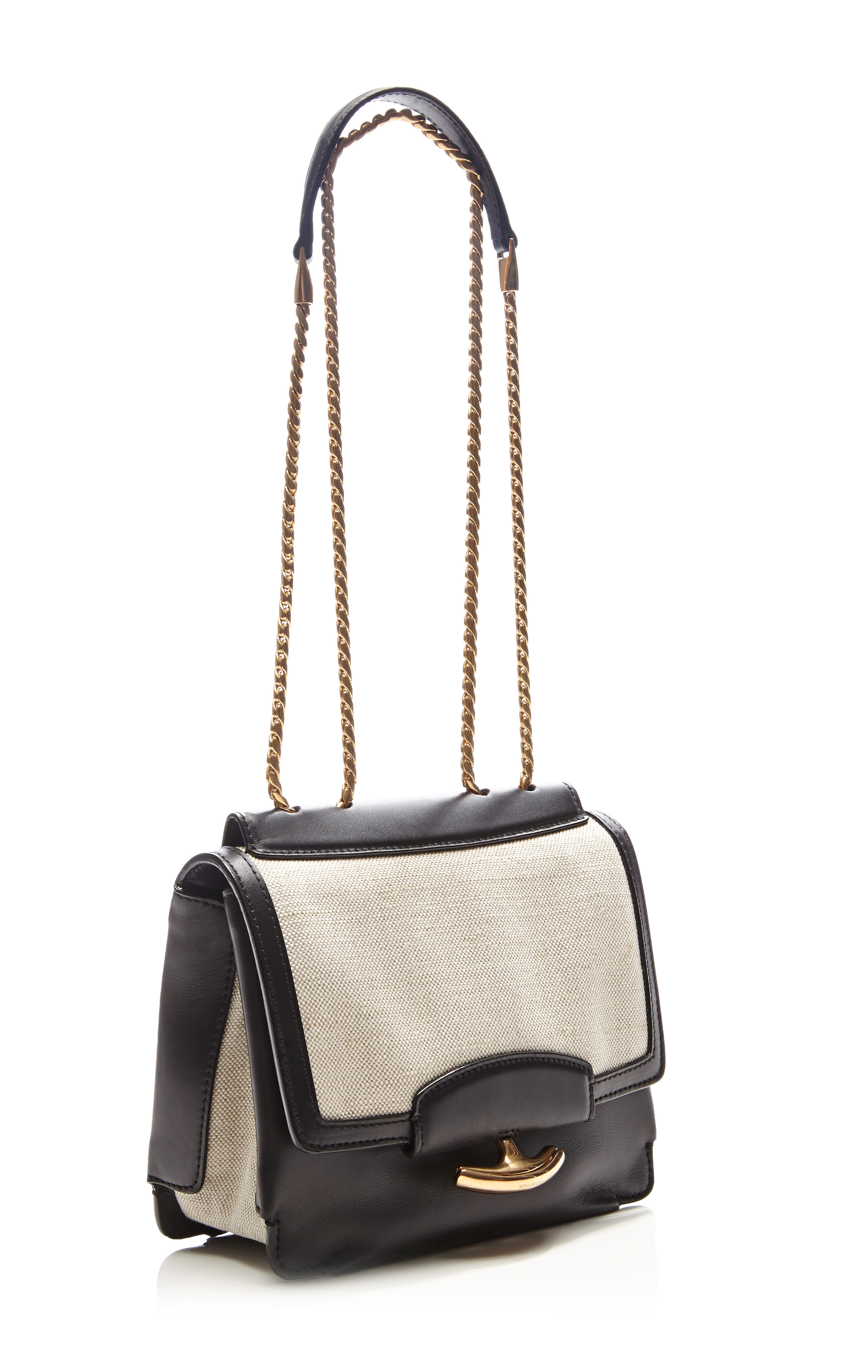 Nina Ricci Gala Leather and Linen Shoulder Bag in Black - Lyst