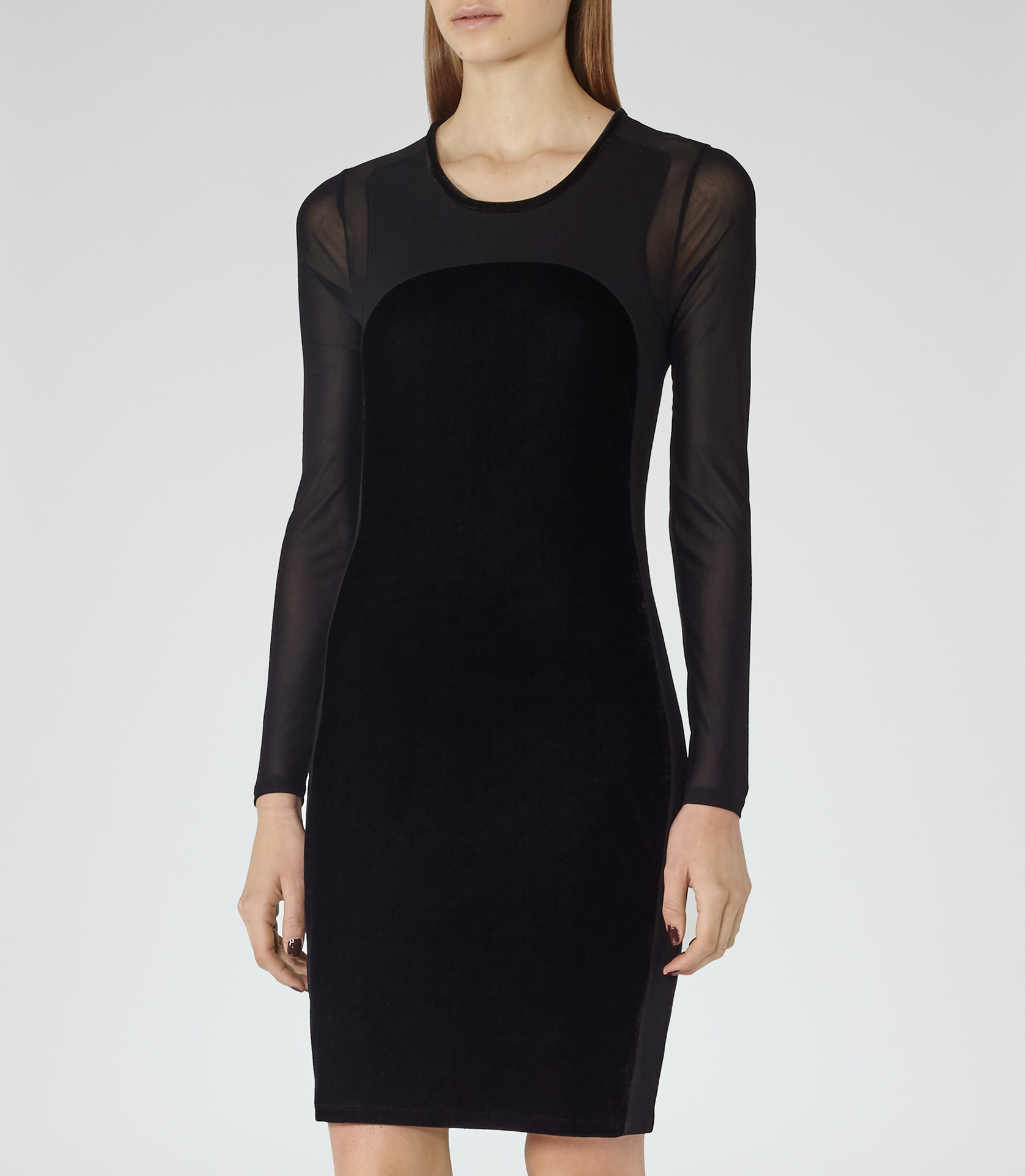 reiss black velvet dress