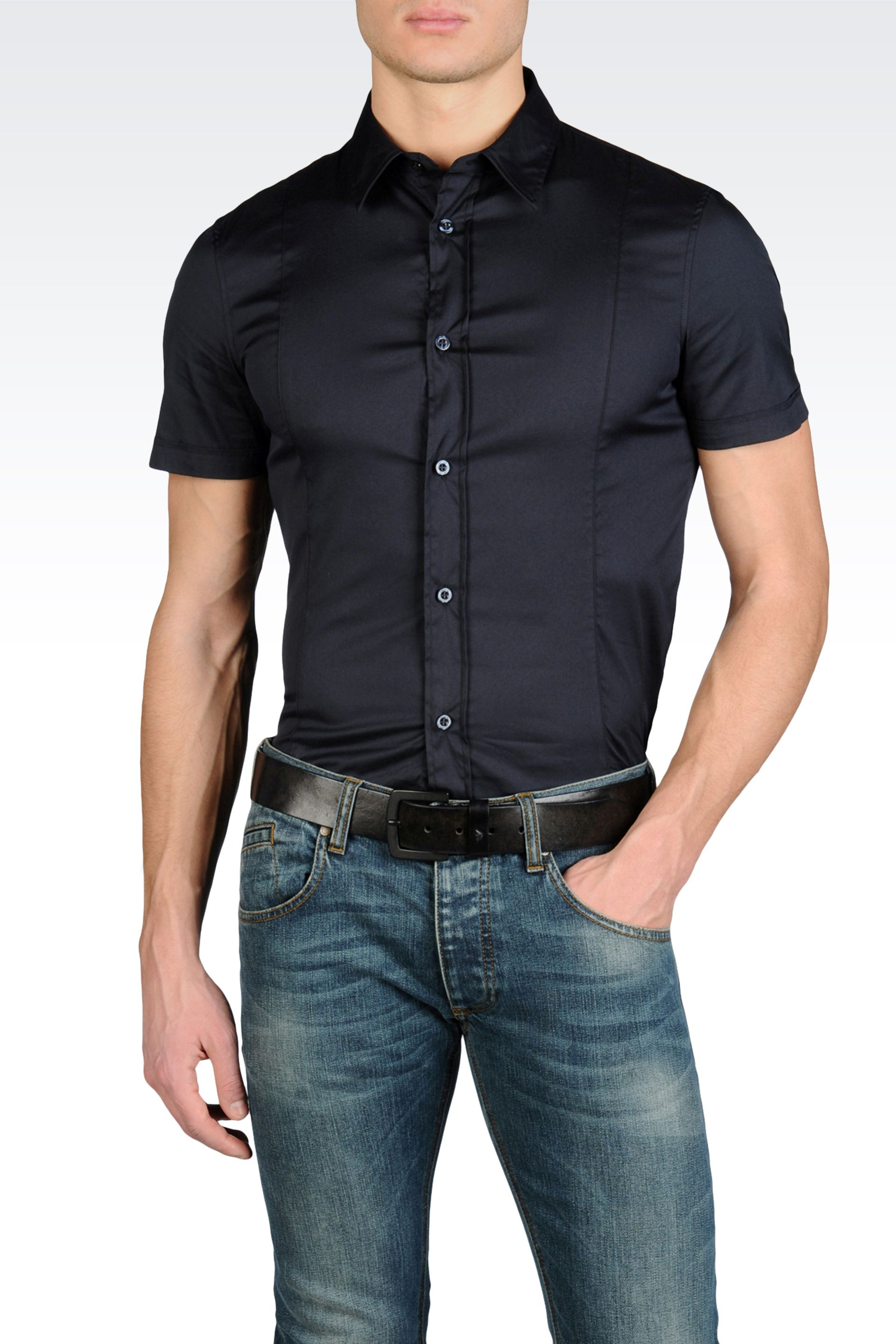 Lyst - Armani jeans Short Sleeve Shirt in Blue for Men