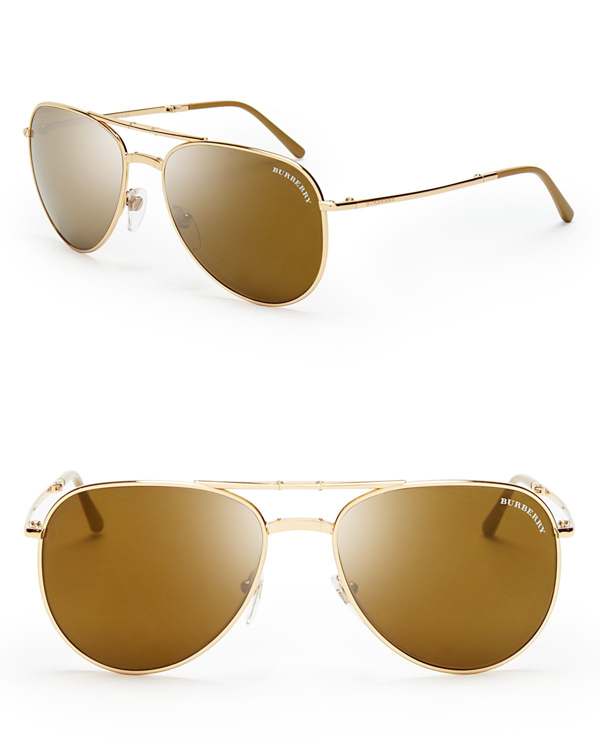Burberry Folding Aviator Sunglasses in Metallic | Lyst