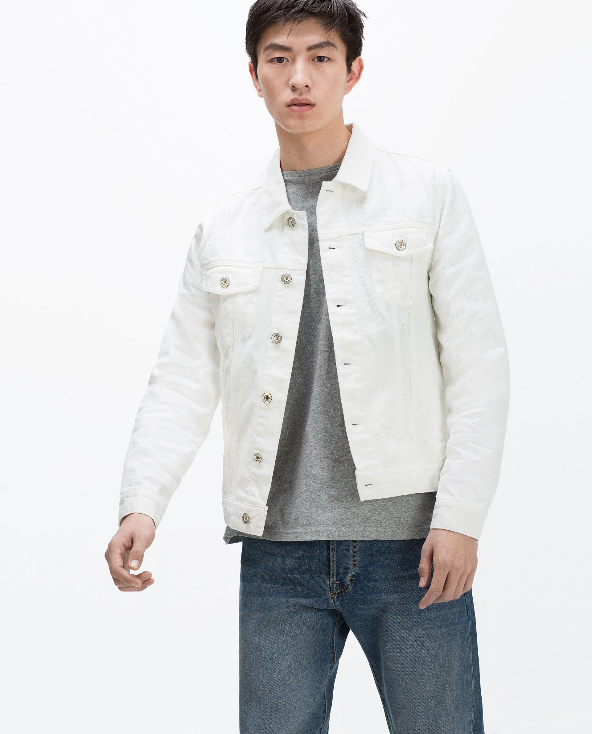 zara white jean jacket