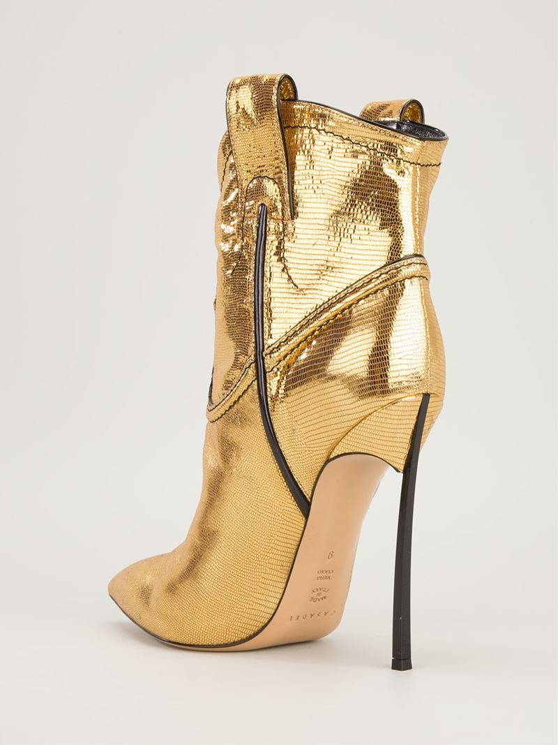 Casadei Stiletto Heel Cowboy Boot in Gold (Metallic) - Lyst