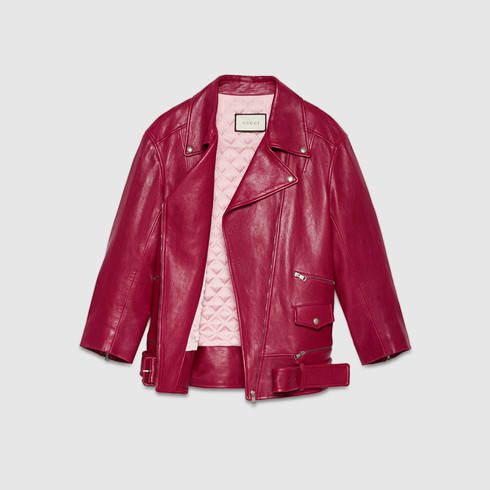 red gucci leather jacket