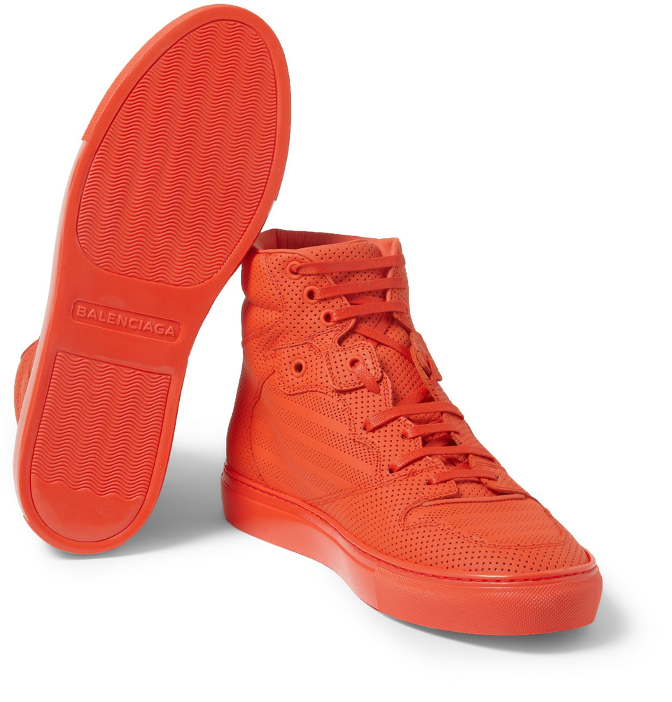 Pleated High-Top Sneakers in Red for Men | Lyst