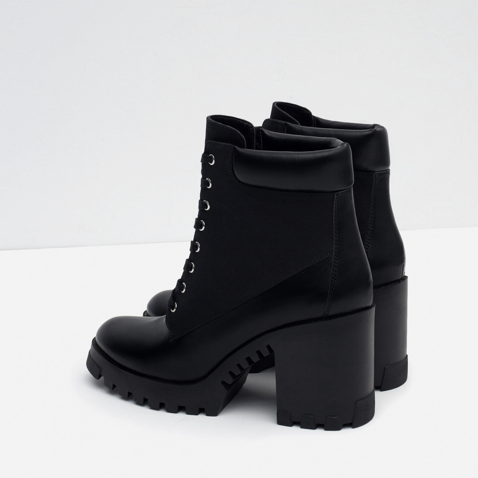 Zara Lace-up High Heel Ankle Boots in Black | Lyst