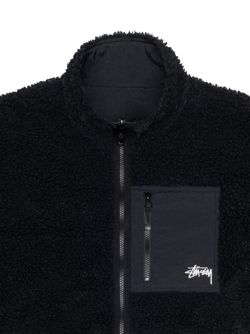 Stussy Sherpa Reversible Jacket Black In Polyester in Blue | Lyst