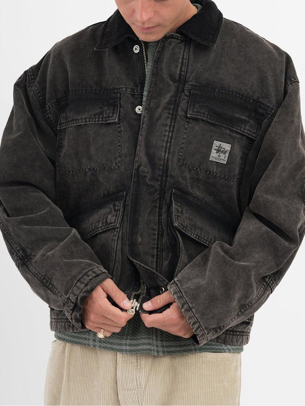 Stussy Washed Canvas Shop Jacket Black In Cotton | Lyst