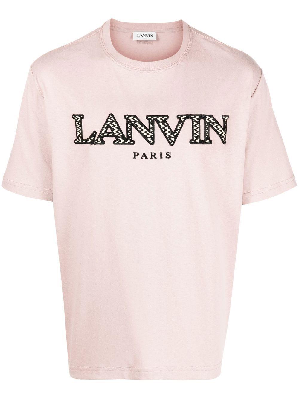 Lanvin Embroidered logo Short sleeve T shirt in Pink for Men Lyst