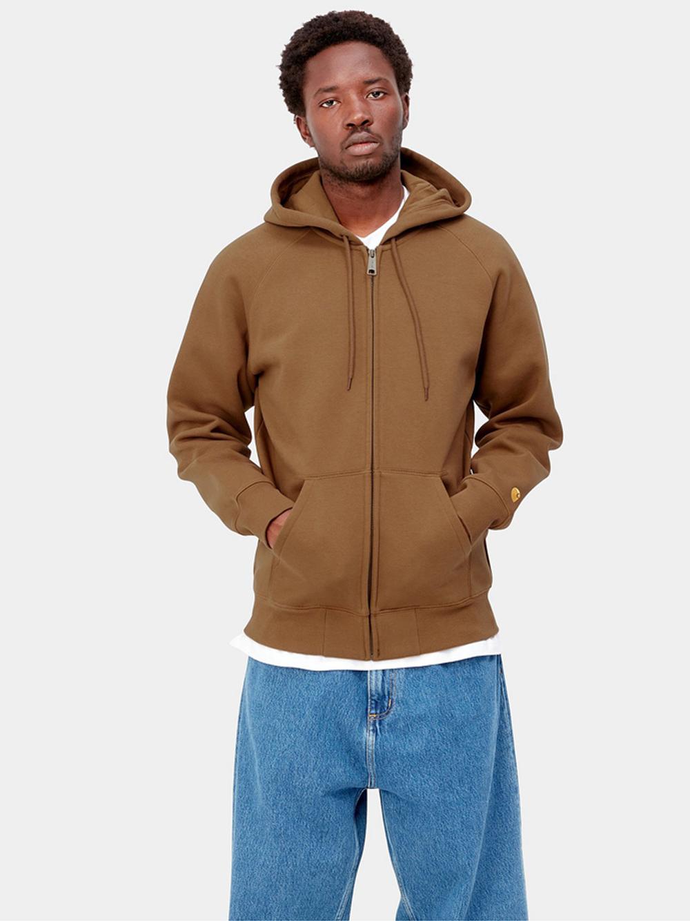 Carhartt WIP Hooded Chase Jacket Brown In Cotton for Men | Lyst