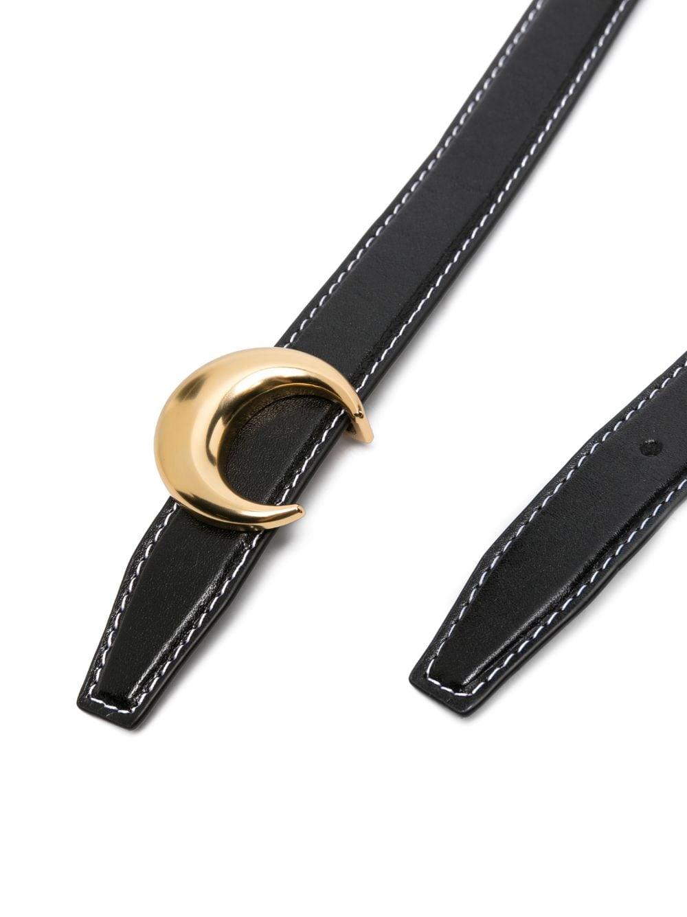 Marine Serre Moon Logo 25mm Belt Black In Leather in White | Lyst