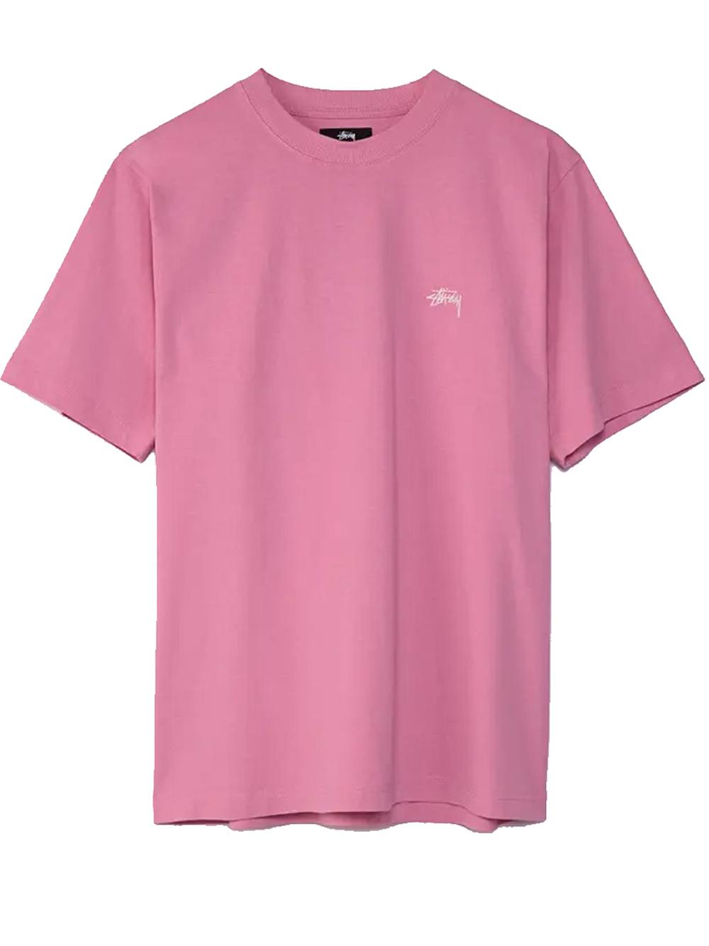 Stussy Stock Logo Crew T-shirt Pink In Cotton | Lyst