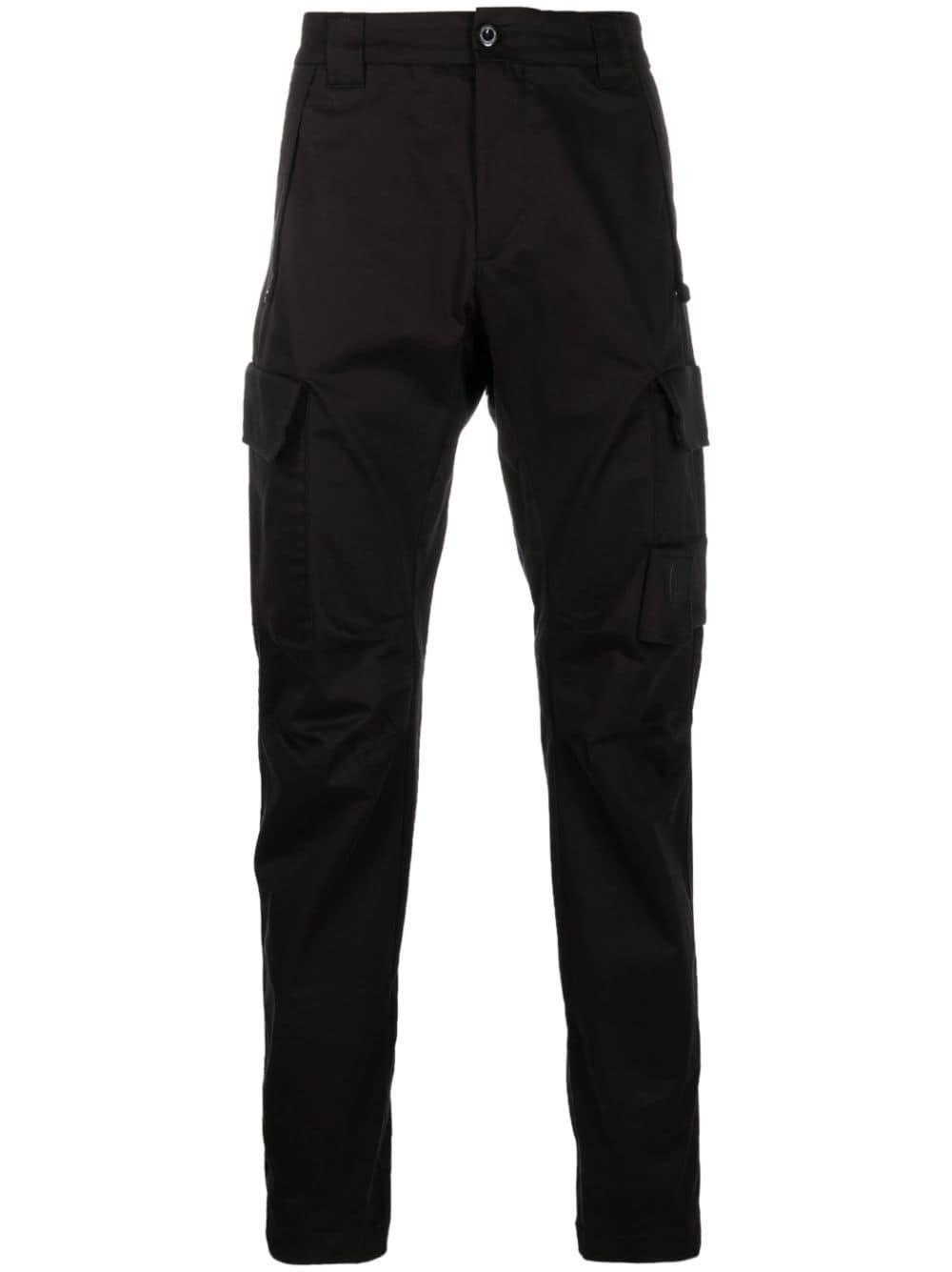 C.P. Company Logo-patch Panelled Cargo Trousers in Black for Men | Lyst