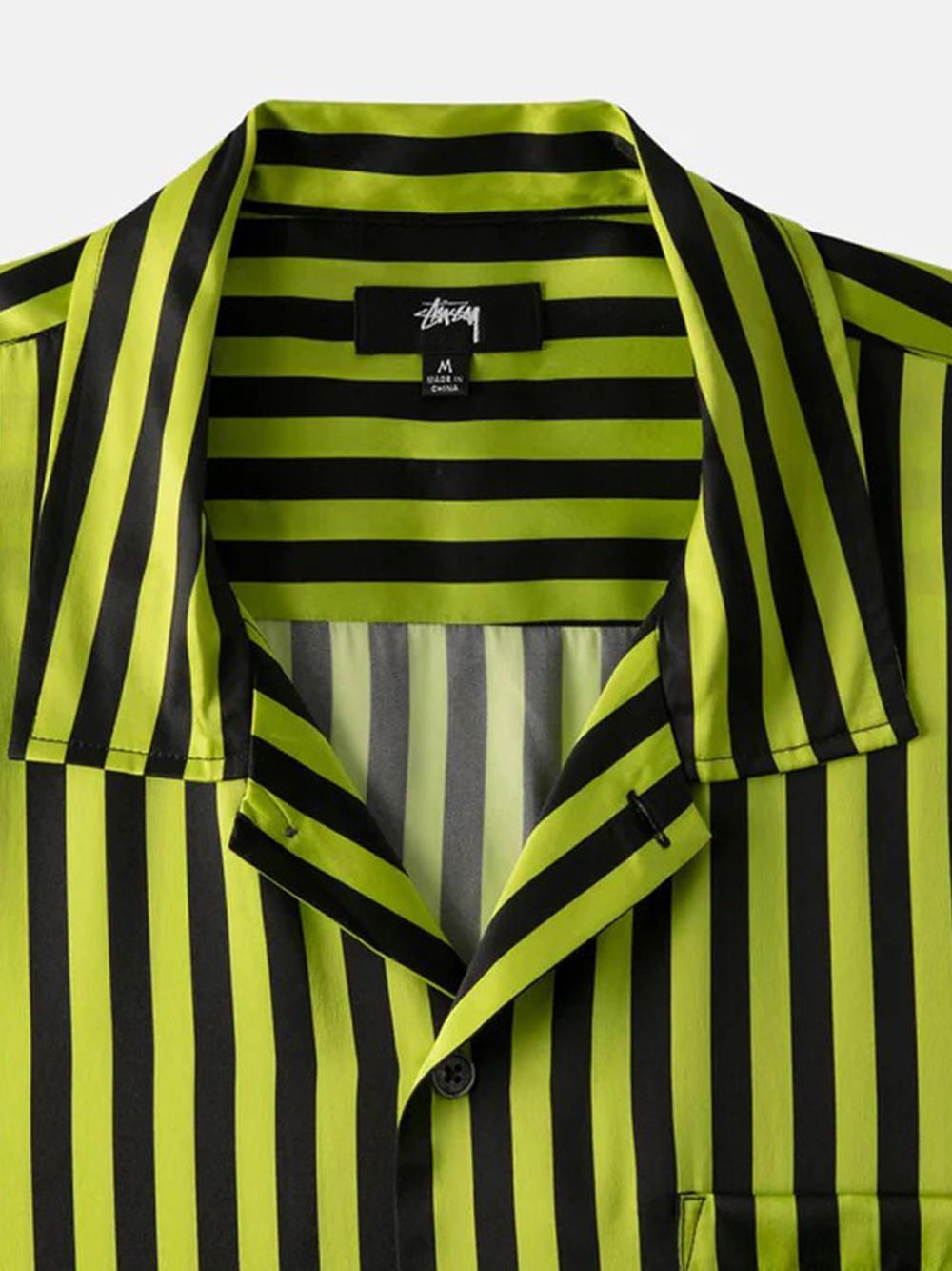 Stussy Striped Silk Shirt Black in Green | Lyst