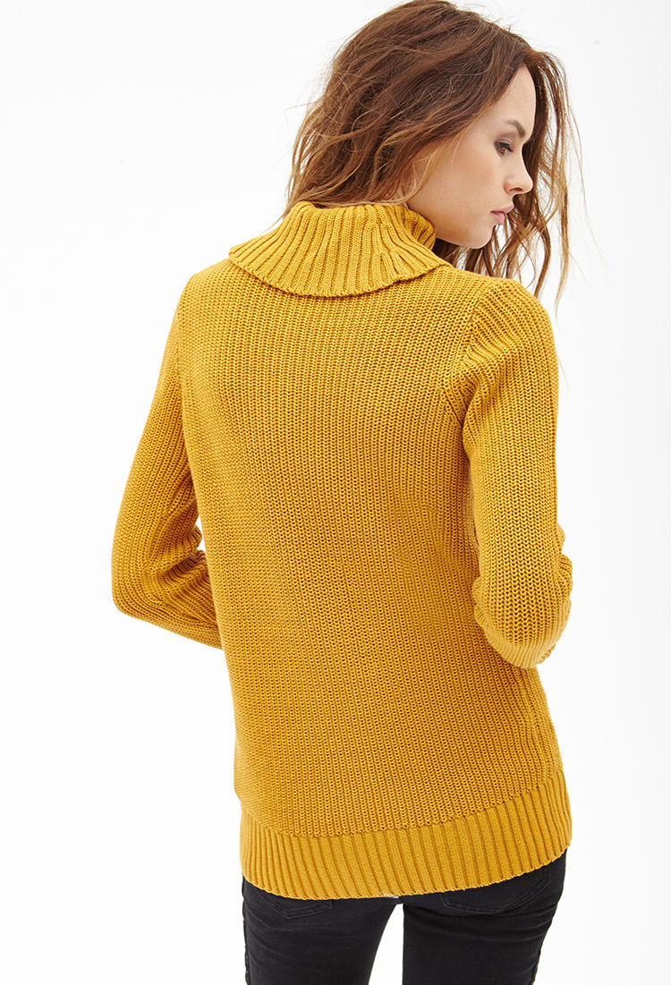 mustard yellow turtleneck sweater