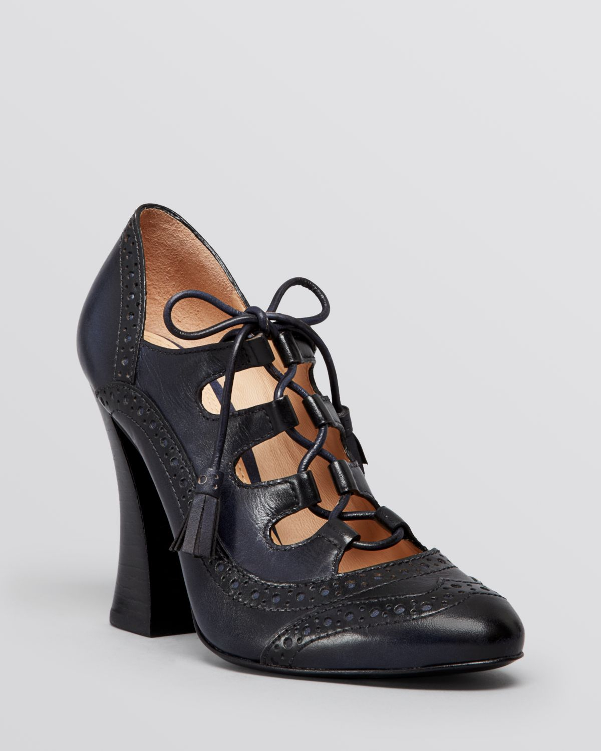 high heel oxford pumps