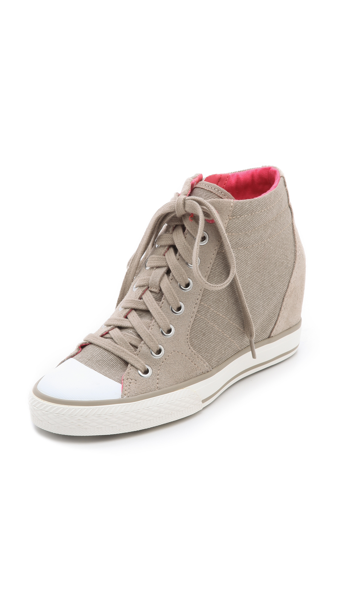 DKNY Cindy Canvas Wedge Sneakers White in Natural | Lyst