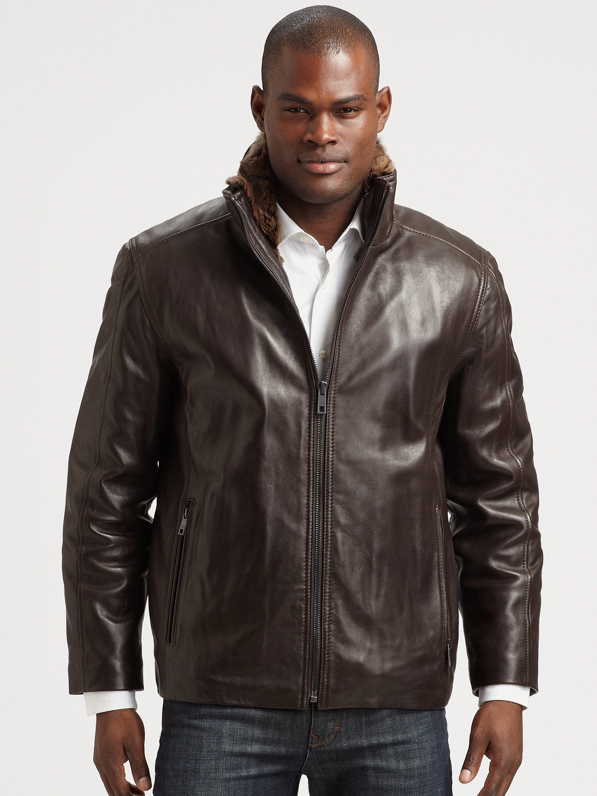 Lyst - Andrew Marc Leather Jacket in Brown for Men