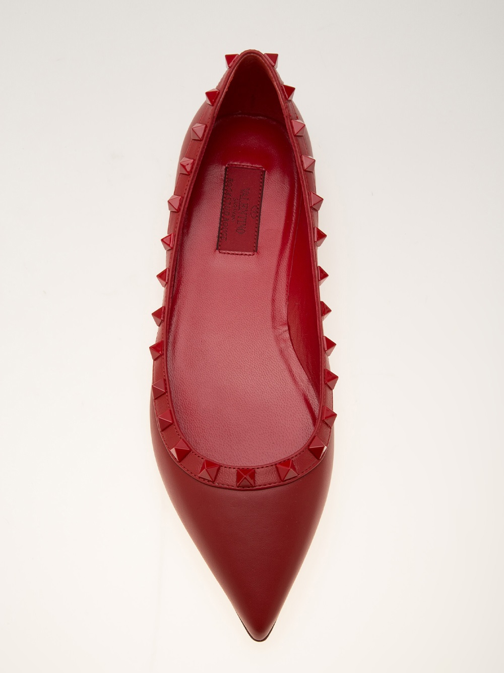 bakke Orkan overdrivelse Valentino Rockstud Flat in Red - Lyst