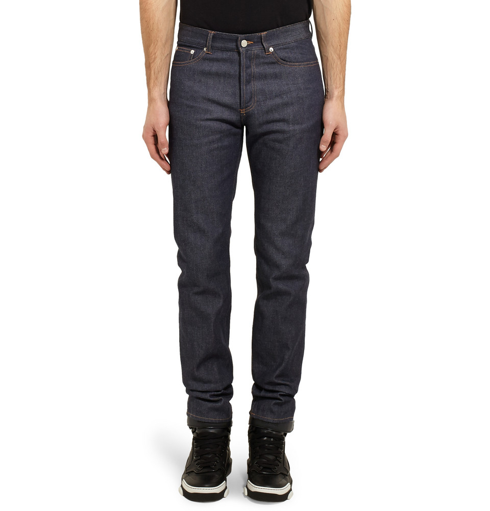 slim fit raw denim