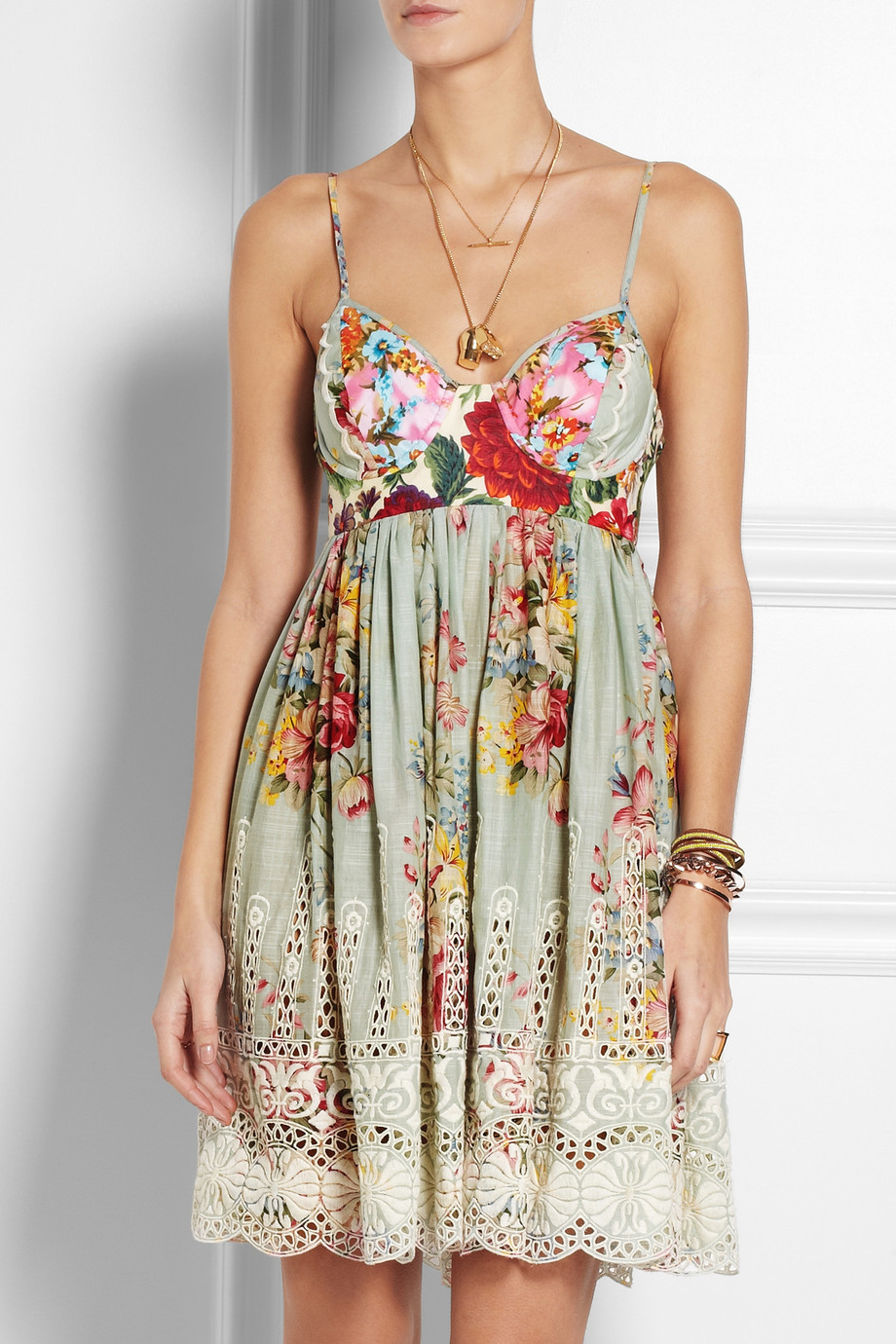 Zimmermann Sundance Embroidered Cotton Dress in Green Lyst