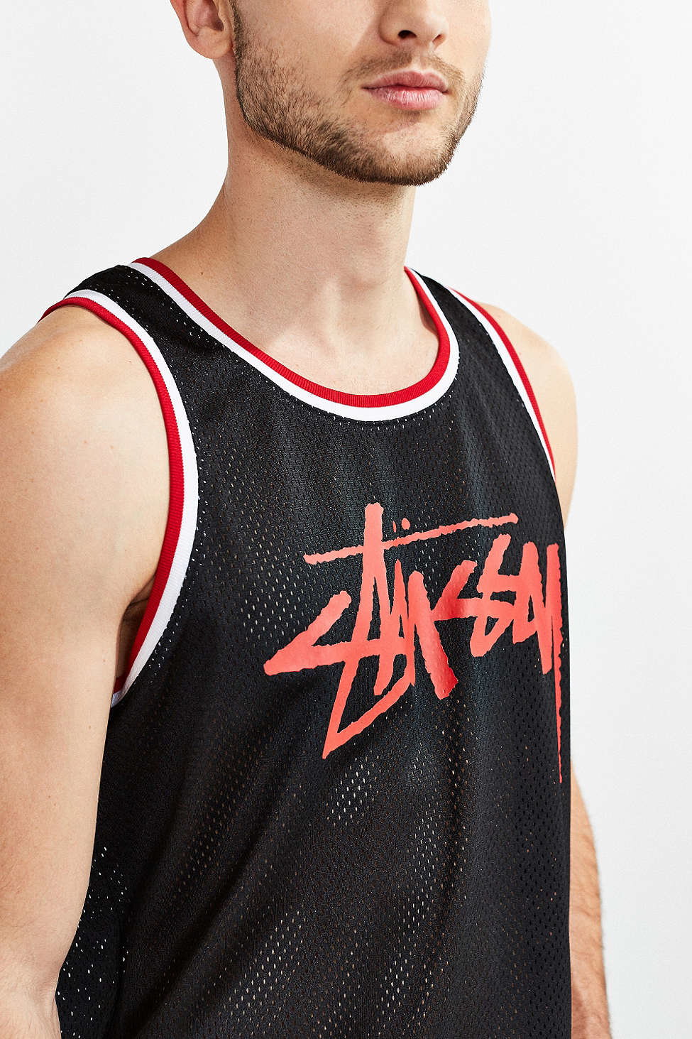 Stussy Stock Mesh Tank Top in Black for Men | Lyst