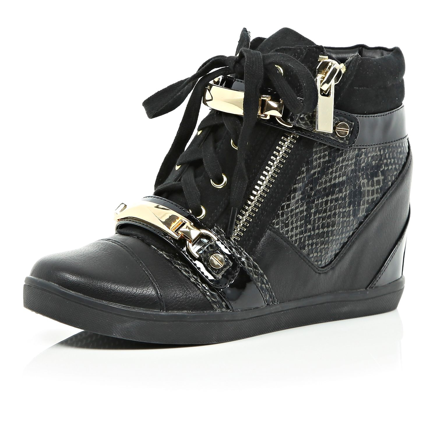 Black Wedged High-top Trainers - Lyst