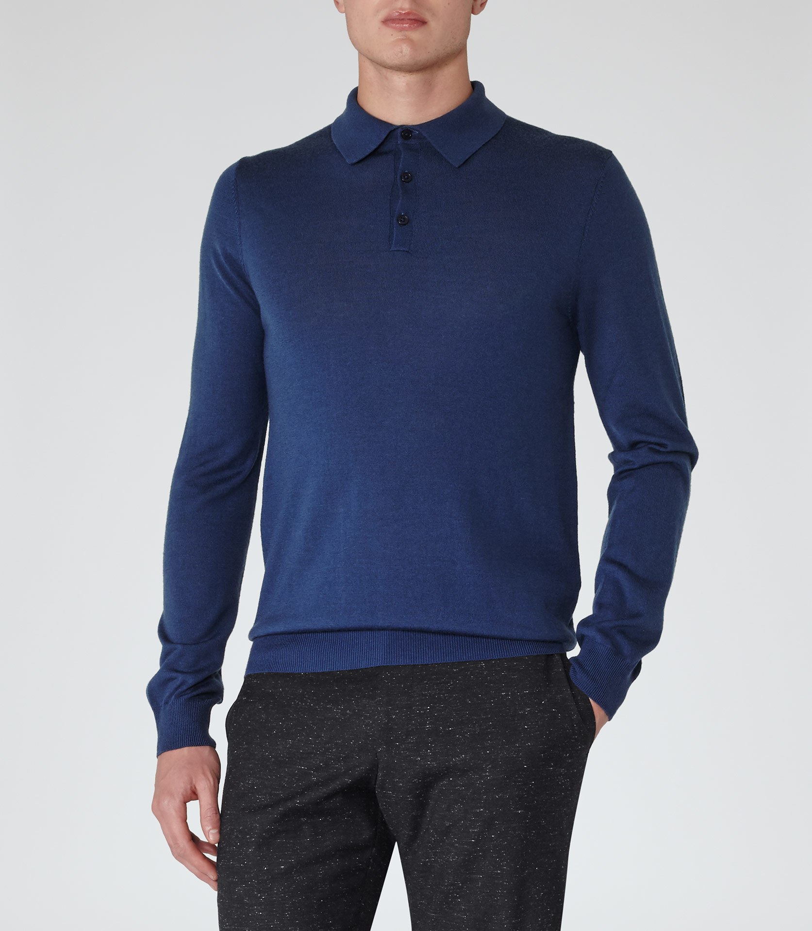 Lyst - Reiss Mansion Merino Wool Polo Shirt in Blue for Men