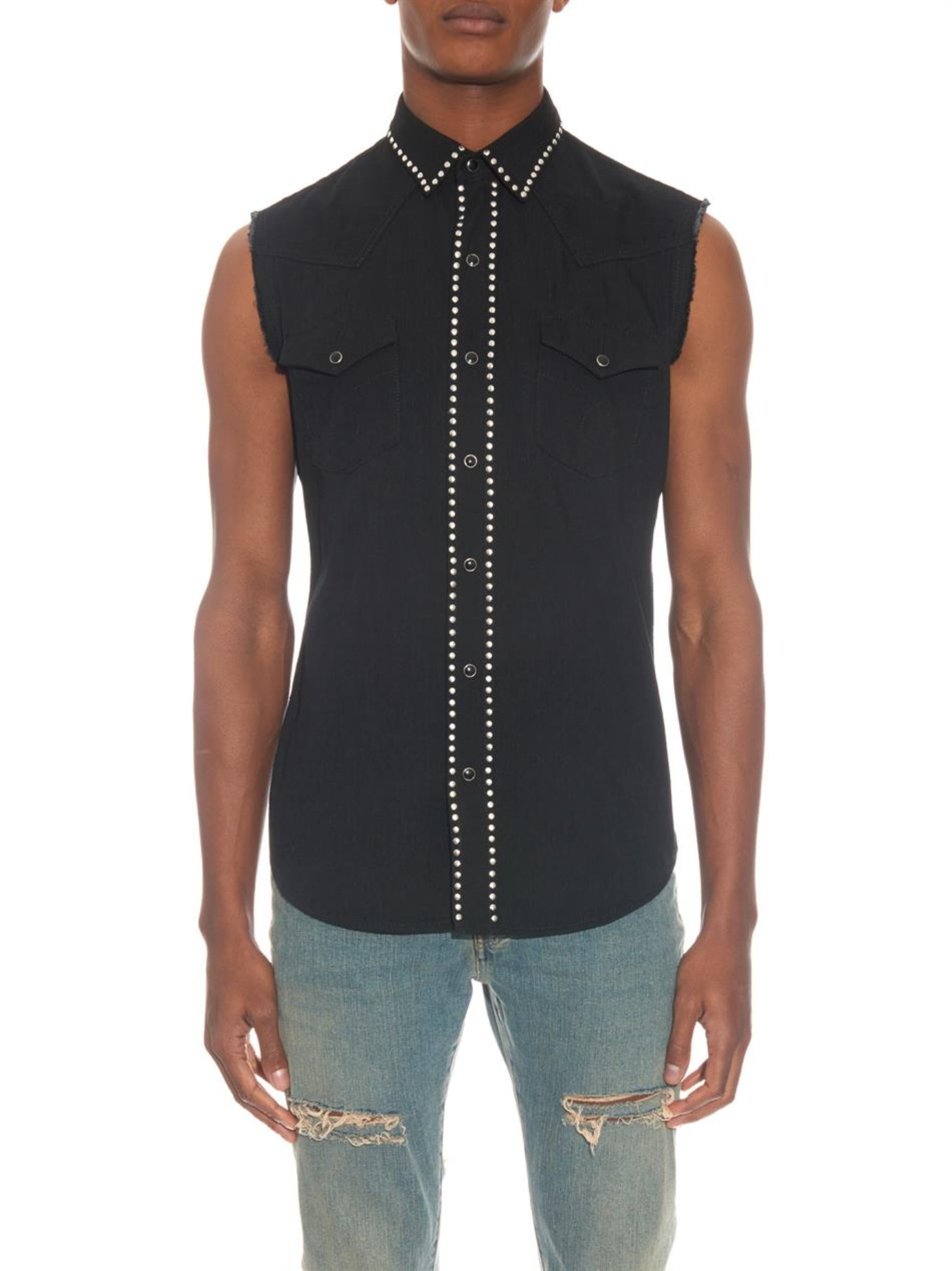 saint laurent sleeveless shirt
