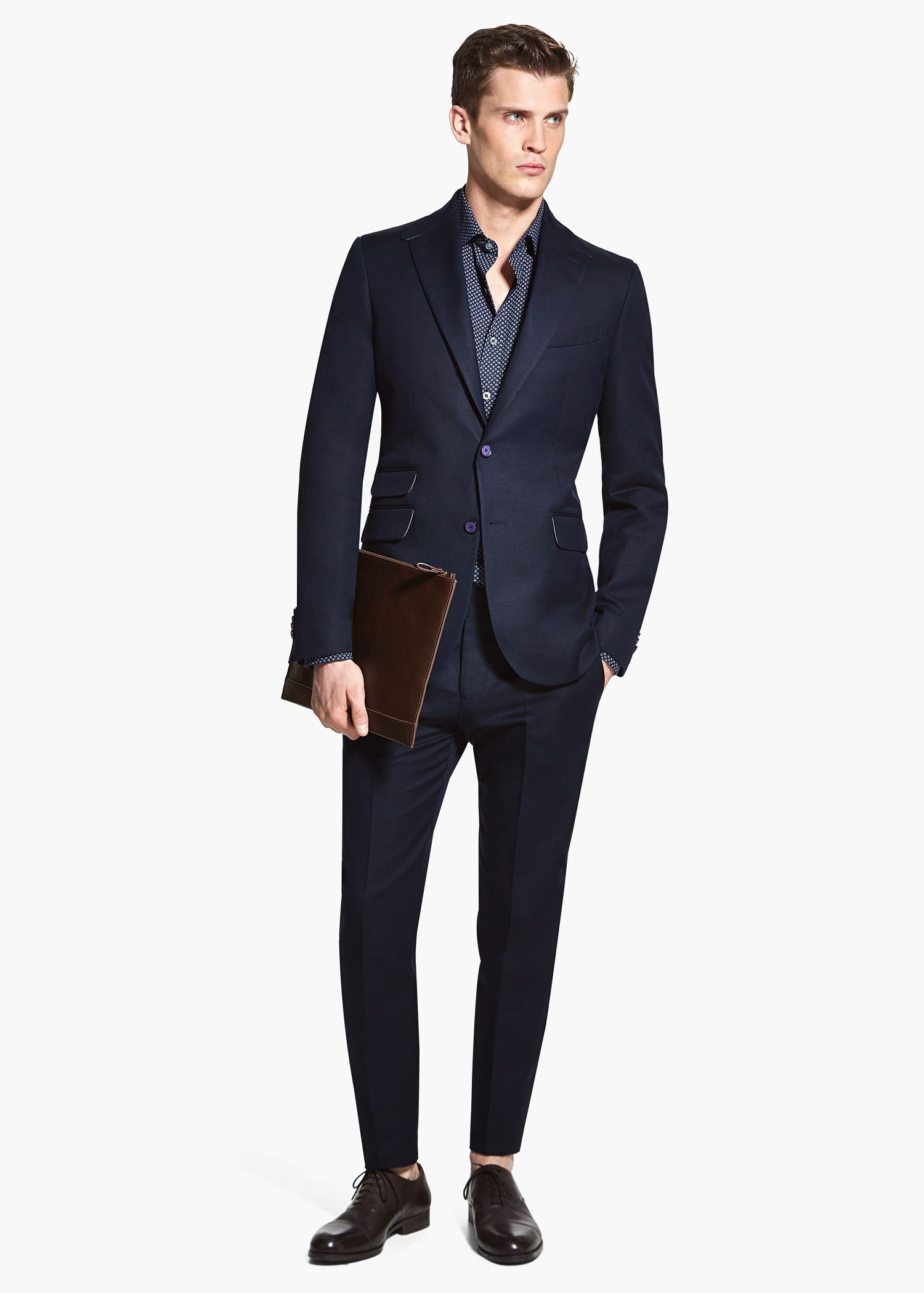 Mango Slim-Fit Linen-Blend Suit Blazer in Navy (Blue) for ...