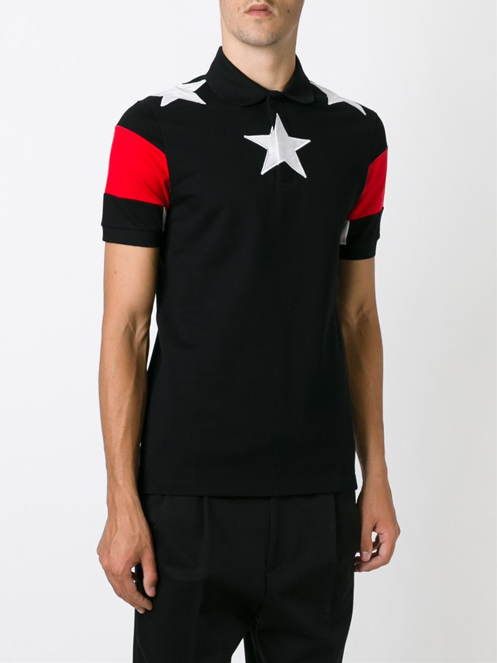Givenchy Star Patch Polo Shirt in Black 