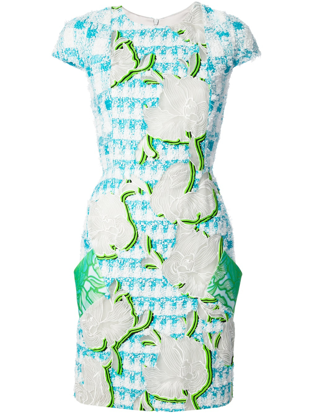 Peter Pilotto Floral Embroidered Bouclé Dress in White | Lyst