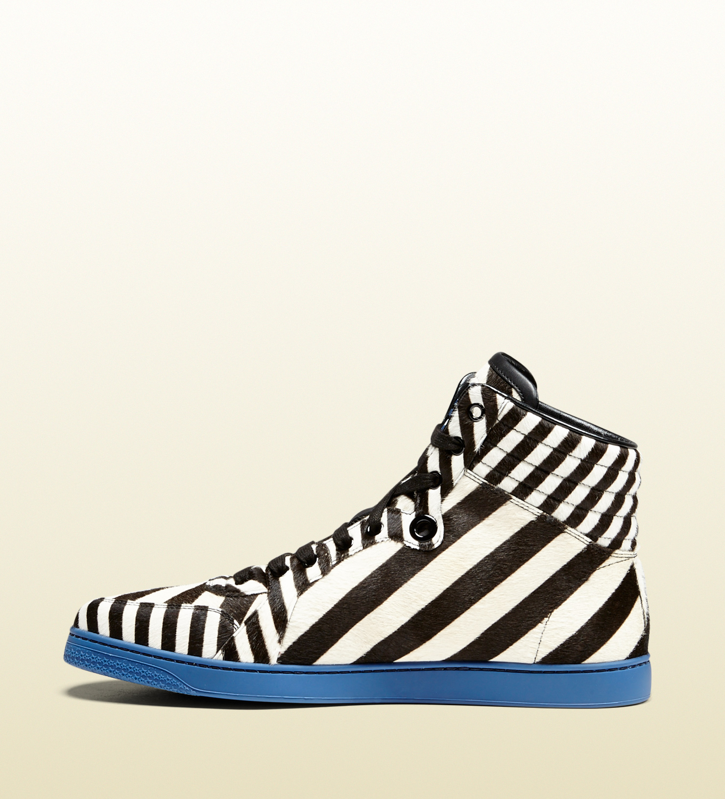 Lyst Gucci Zebra Print Calf Hair Hightop Sneaker in