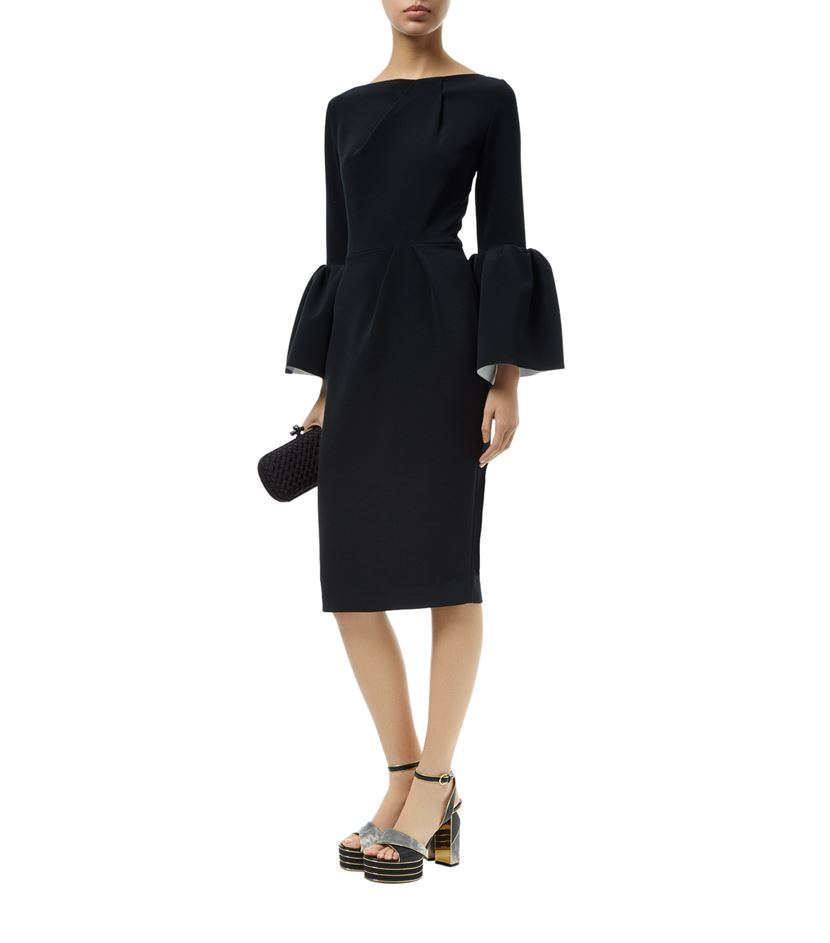 Roksanda Margot Bell Sleeve Cady Pencil Dress in Black | Lyst