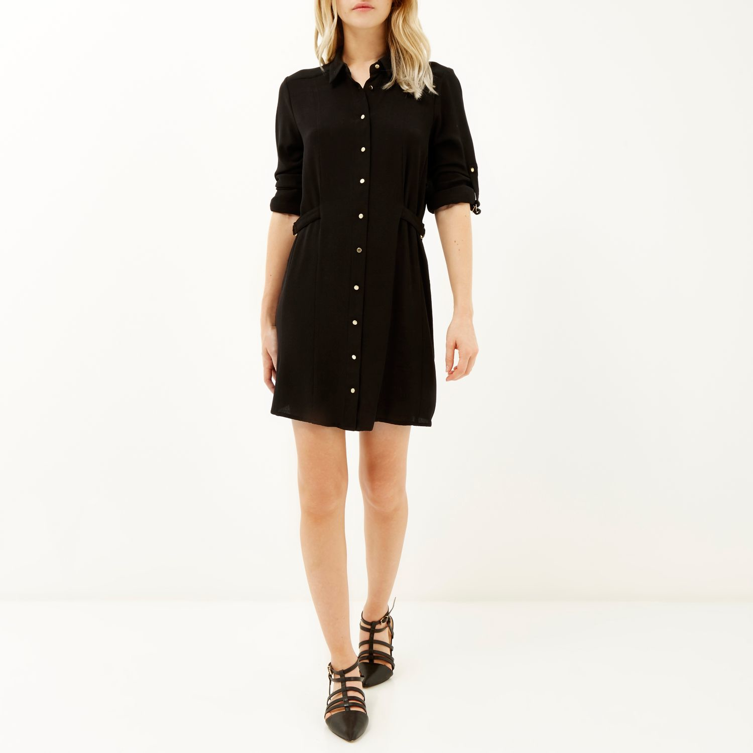 river island black shirt dress