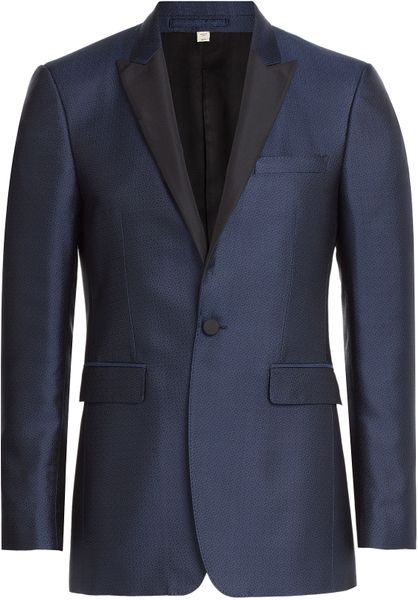 Burberry London Silk Jacquard Blazer - Blue in Blue for Men | Lyst