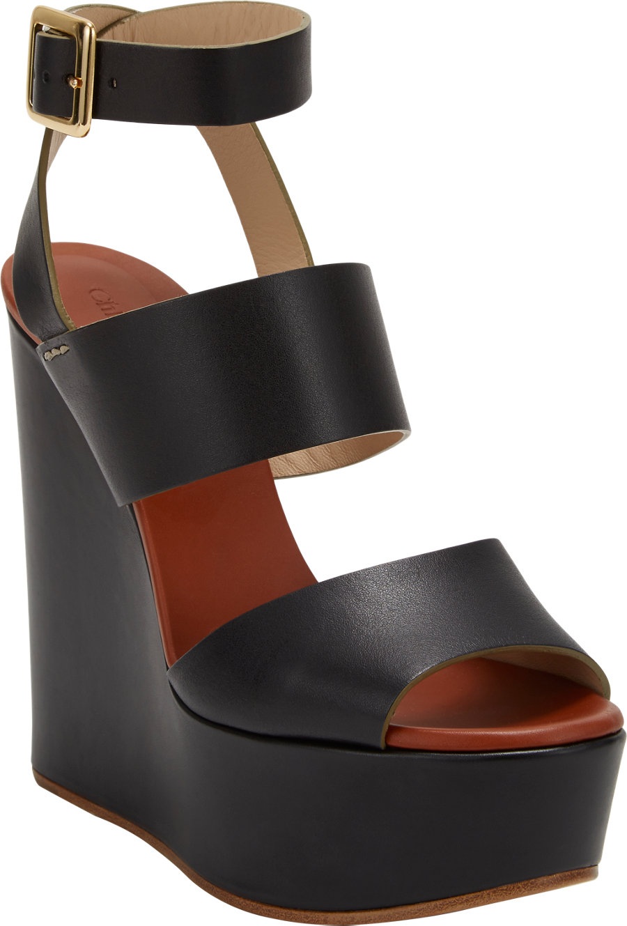 Chlo  Doublestrap Platform Wedge  Sandals  in Black  Lyst