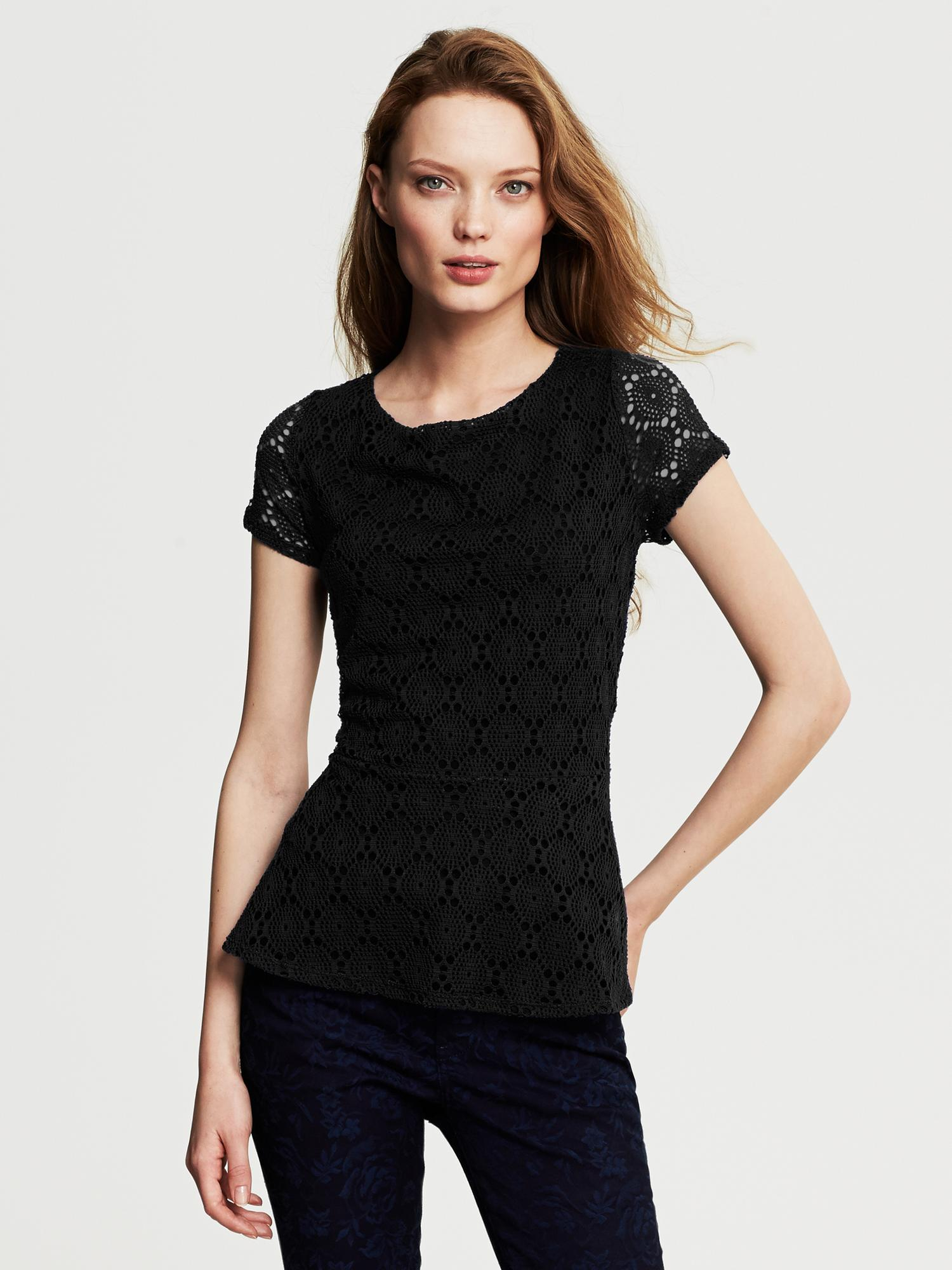 black lace overlay top