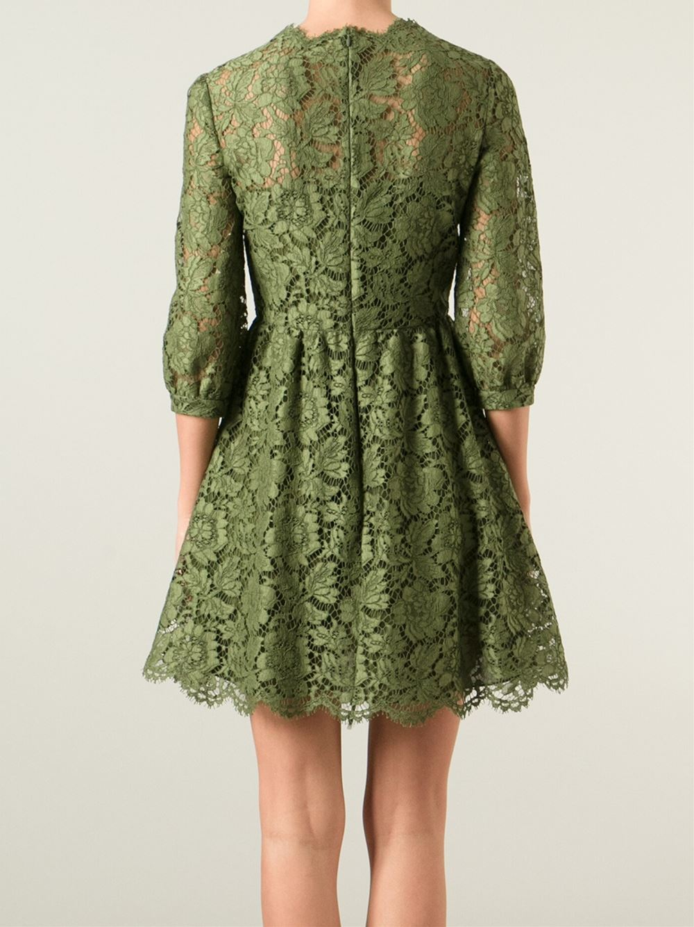 Lyst Valentino Floral Lace Dress in Green