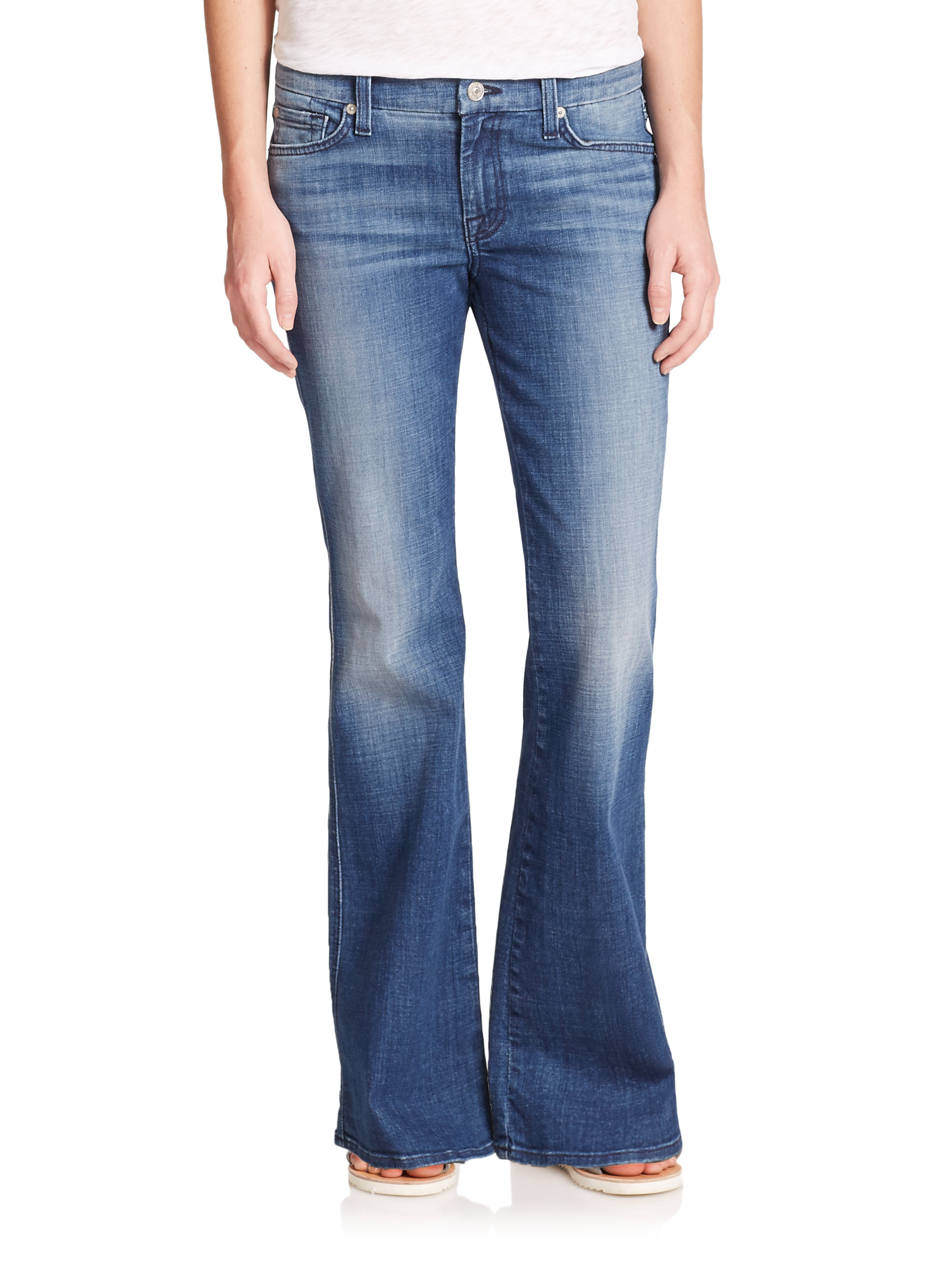 7 For All Mankind Short Inseam A-pocket Flared Jeans in Blue | Lyst