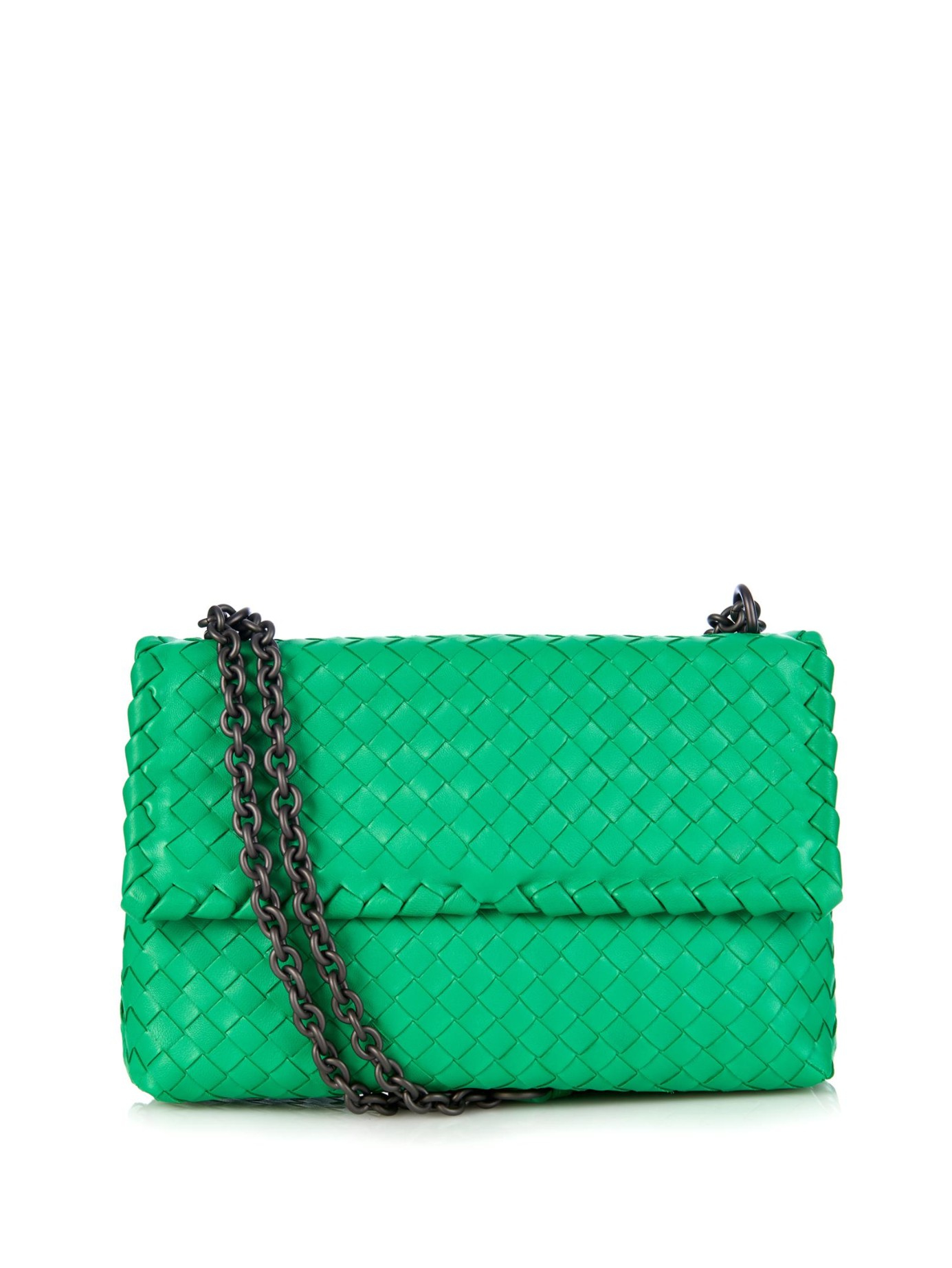 Bottega Veneta Olimpia Small Intrecciato Leather Shoulder Bag in Green ...