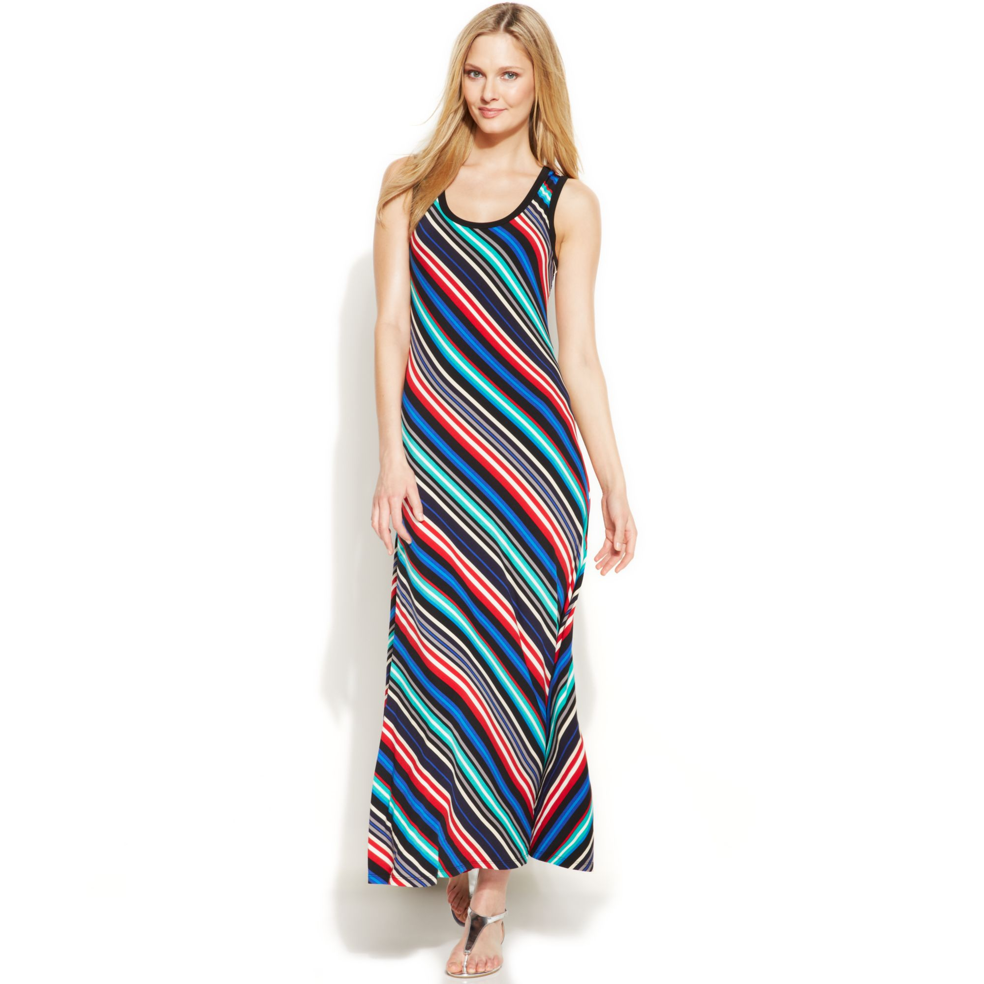 calvin klein striped maxi dress