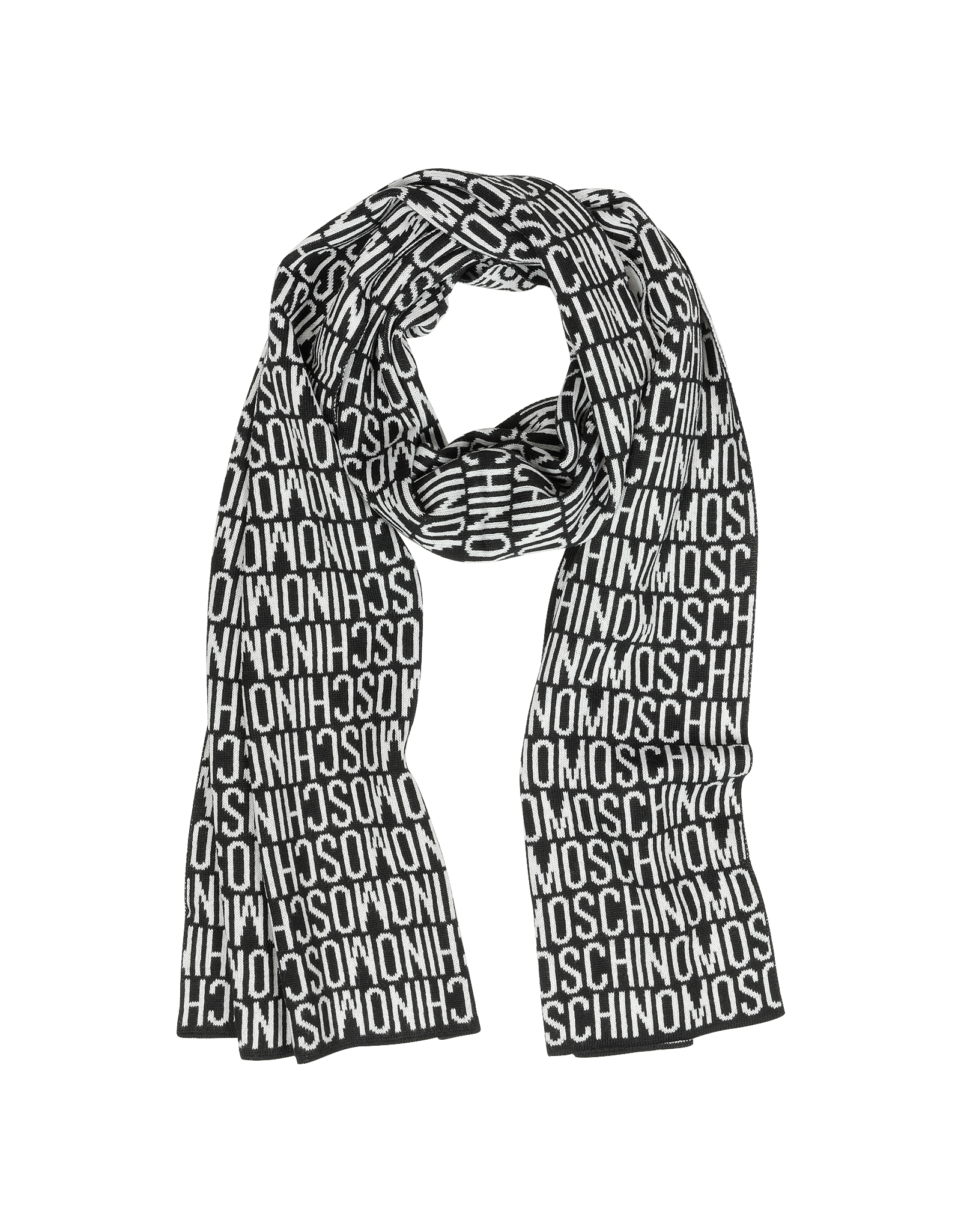Moschino Signature Wool Blend Long Scarf in Black | Lyst