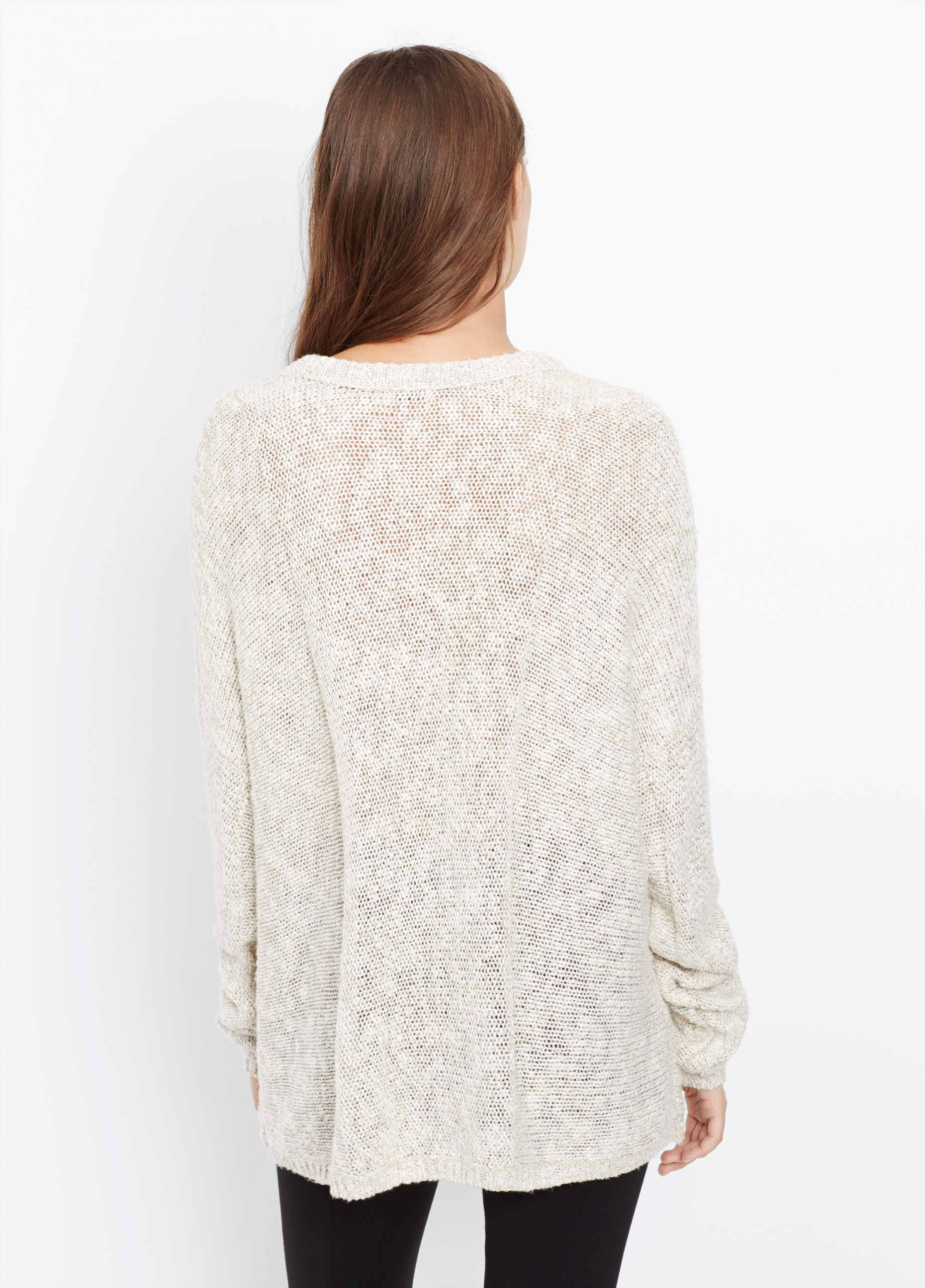 Lyst - Vince Tweed Knit Drop Shoulder Crew Neck Sweater in Natural