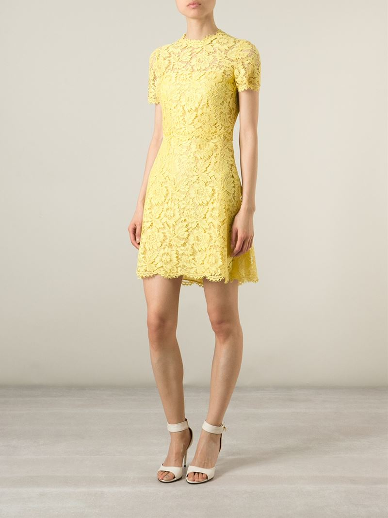Valentino Lace Dress Yellow Lyst